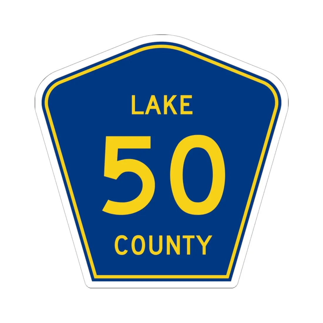 Lake County 50 (Florida) (Road Sign) STICKER Vinyl Kiss-Cut Decal 6 Inch White - The Sticker Space