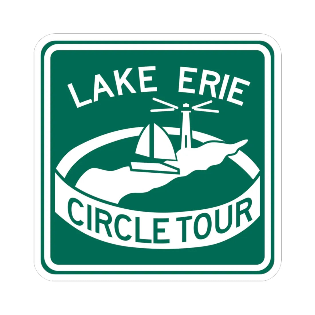 Lake Erie Circle Tour (Ohio) (Road Sign) STICKER Vinyl Kiss-Cut Decal 3 Inch White - The Sticker Space