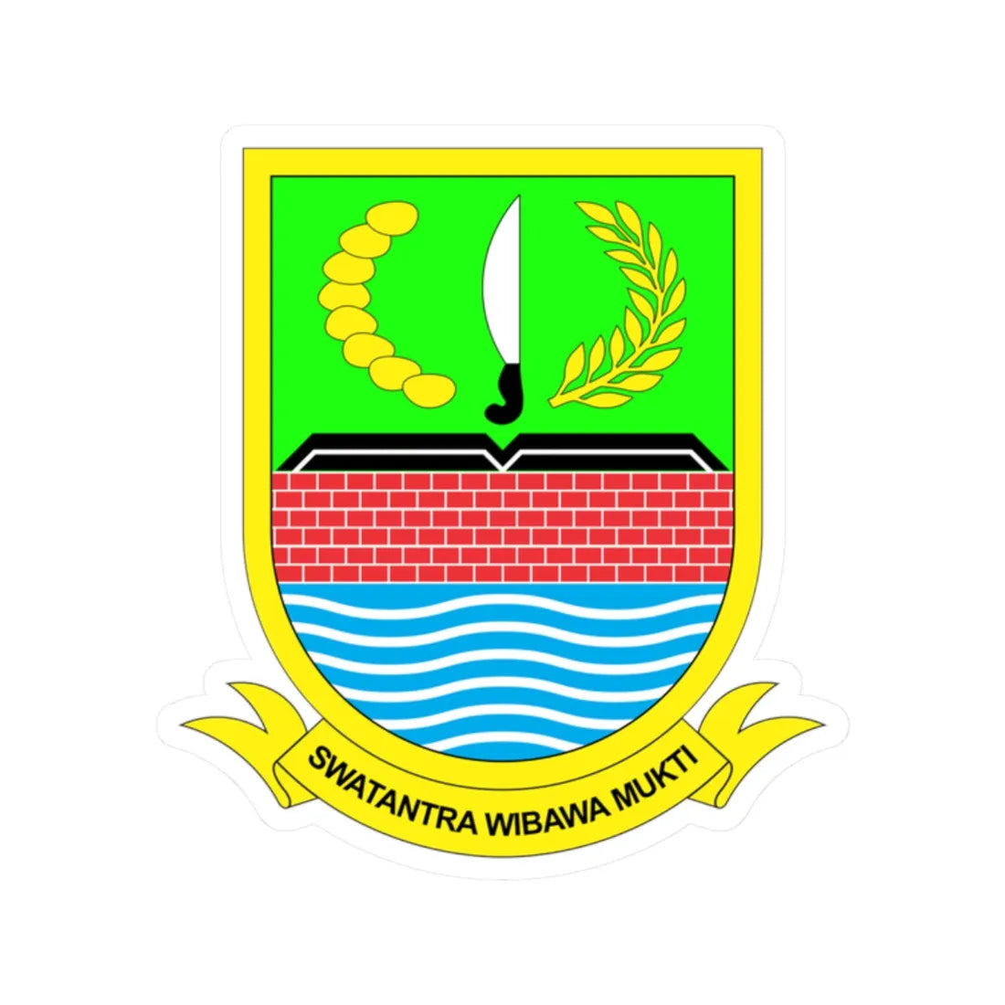 Lambang Kabupaten Bekasi (Indonesia) (Coat of Arms) STICKER Vinyl Kiss-Cut Decal 2 Inch White - The Sticker Space