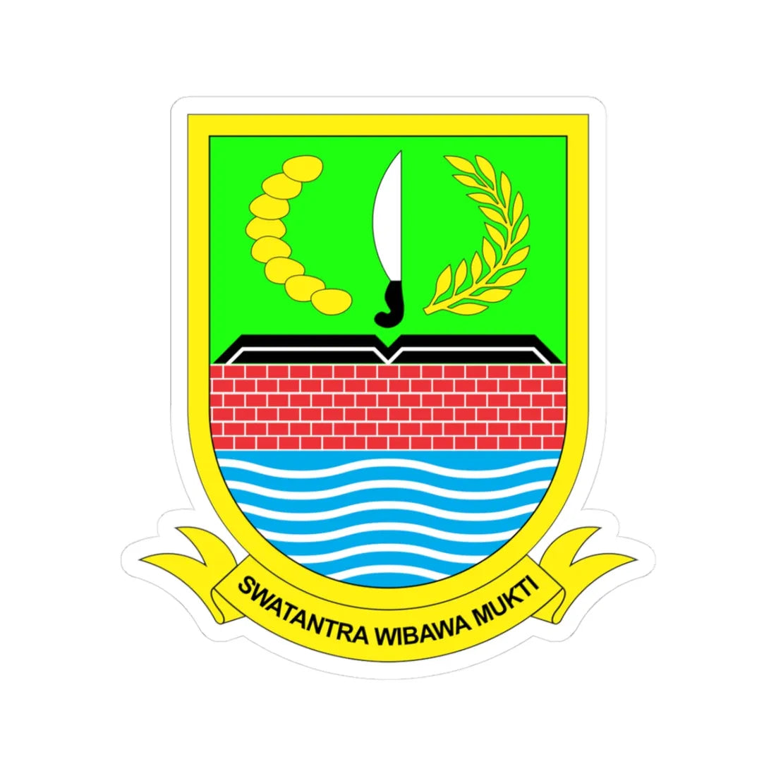 Lambang Kabupaten Bekasi (Indonesia) (Coat of Arms) STICKER Vinyl Kiss-Cut Decal 3 Inch White - The Sticker Space