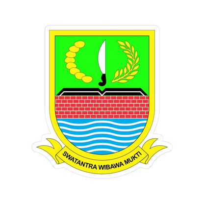 Lambang Kabupaten Bekasi (Indonesia) (Coat of Arms) STICKER Vinyl Kiss-Cut Decal 3 Inch White - The Sticker Space