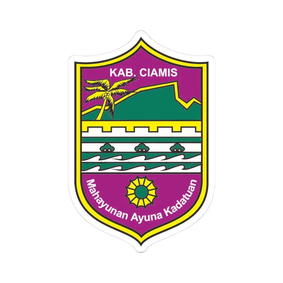 LAMBANG KABUPATEN CIAMIS (Indonesia) (Coat of Arms) STICKER Vinyl Kiss-Cut Decal 3 Inch White - The Sticker Space