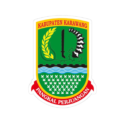 LAMBANG KABUPATEN KARAWANG (Indonesia) (Coat of Arms) STICKER Vinyl Kiss-Cut Decal 4 Inch White - The Sticker Space