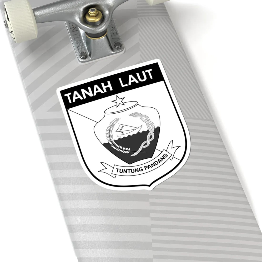 Lambang Kabupaten Tanah Laut Hitam Putih (Indonesia) (Coat of Arms) STICKER Vinyl Kiss-Cut Decal - The Sticker Space