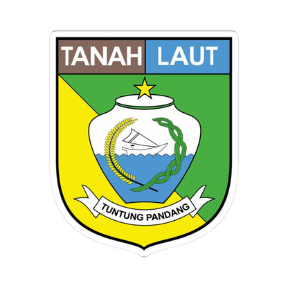Lambang Kabupaten Tanah Laut (Indonesia) (Coat of Arms) STICKER Vinyl Kiss-Cut Decal 3 Inch White - The Sticker Space