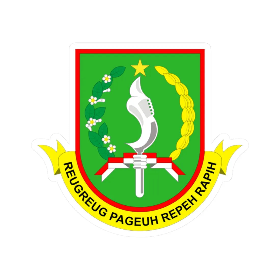 Lambang Kota Sukabumi Vektor (Indonesia) (Coat of Arms) STICKER Vinyl Kiss-Cut Decal 2 Inch White - The Sticker Space