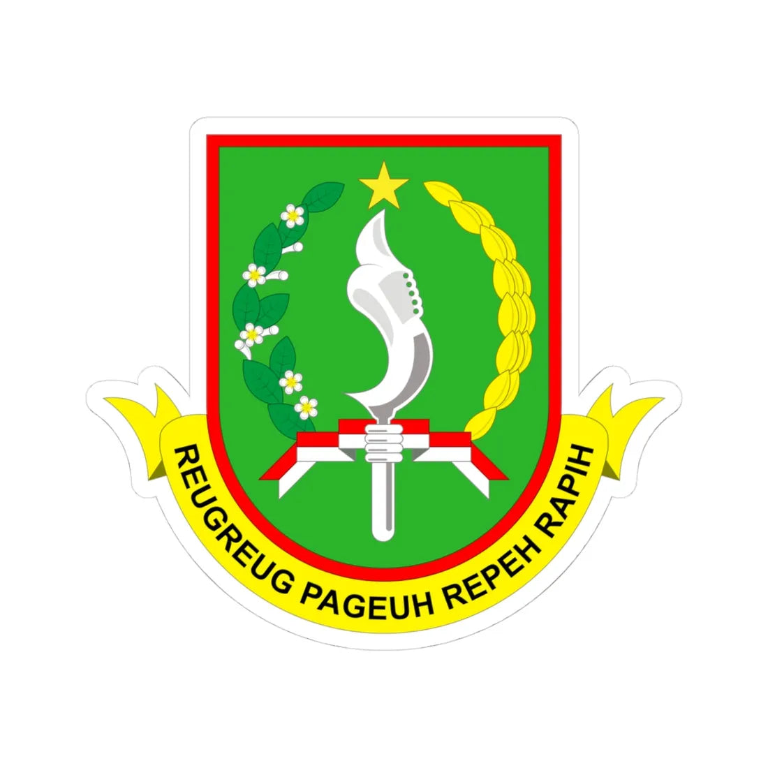 Lambang Kota Sukabumi Vektor (Indonesia) (Coat of Arms) STICKER Vinyl Kiss-Cut Decal 4 Inch White - The Sticker Space