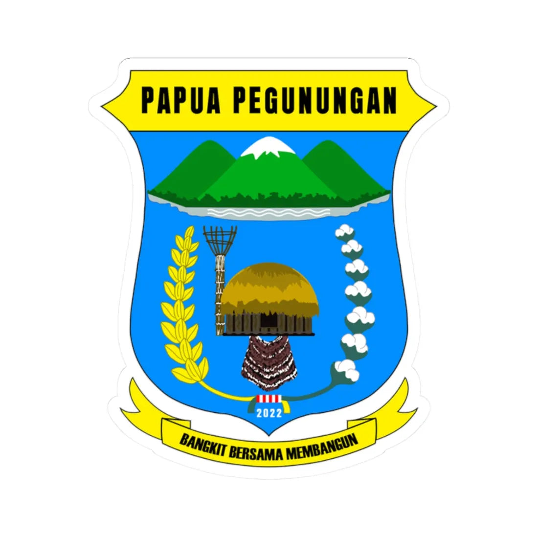 Lambang Papua Pegunungan (Indonesia) (Coat of Arms) STICKER Vinyl Kiss-Cut Decal 2 Inch White - The Sticker Space