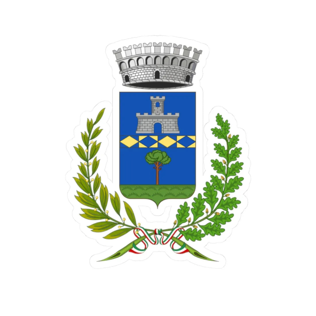 Lamporecchio-Stemma (Italy) (Coat of Arms) STICKER Vinyl Kiss-Cut Decal 2 Inch White - The Sticker Space