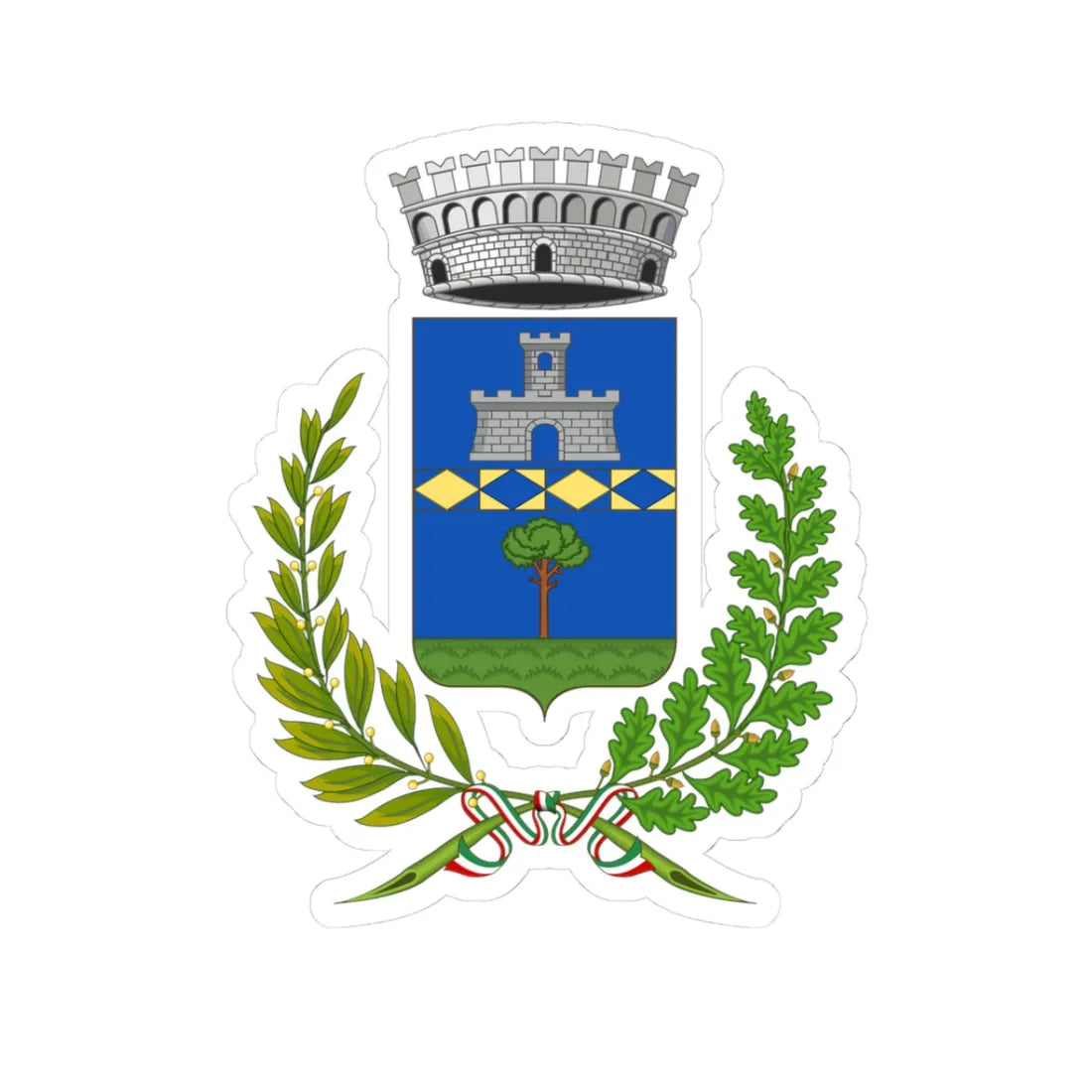 Lamporecchio-Stemma (Italy) (Coat of Arms) STICKER Vinyl Kiss-Cut Decal 3 Inch White - The Sticker Space