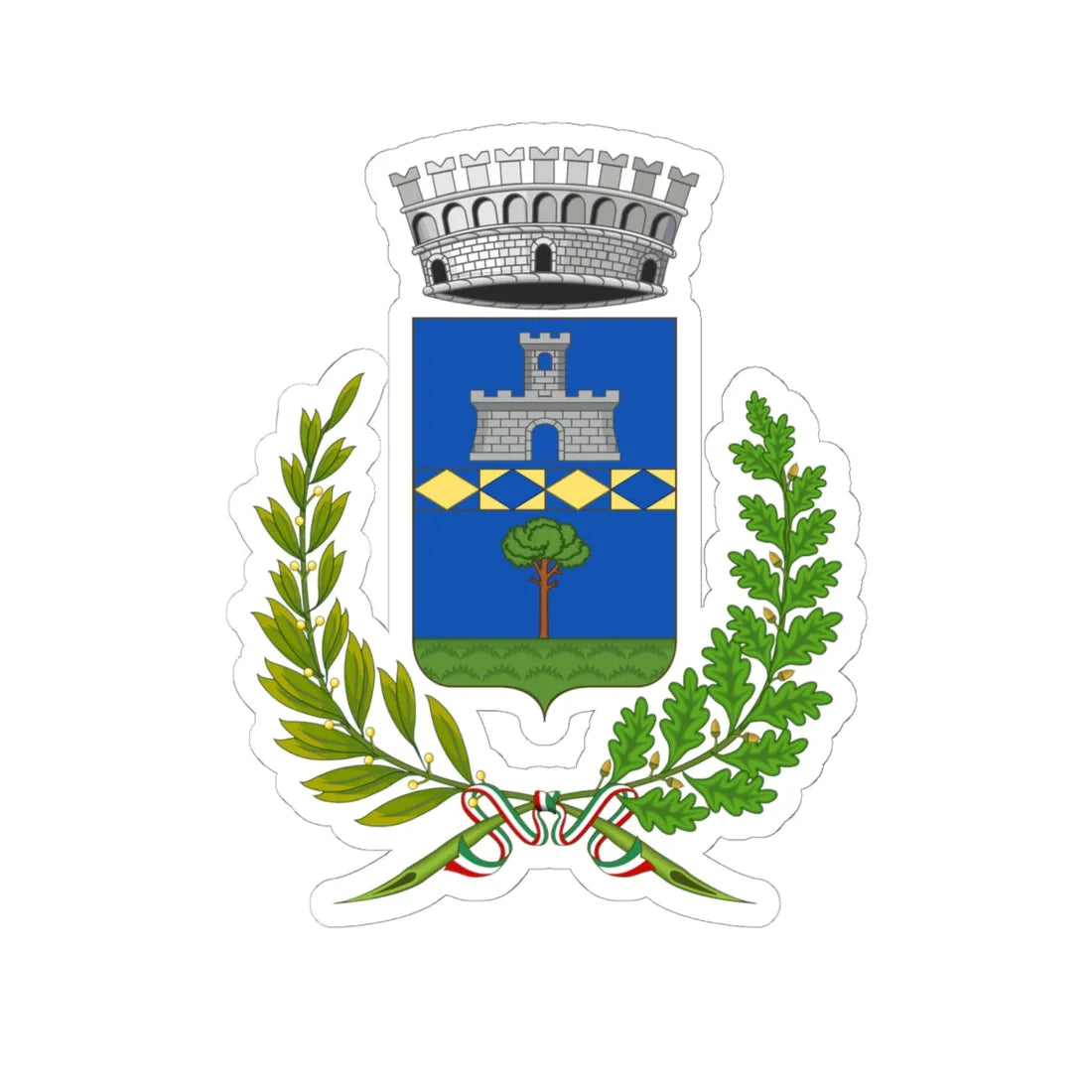 Lamporecchio-Stemma (Italy) (Coat of Arms) STICKER Vinyl Kiss-Cut Decal 6 Inch White - The Sticker Space