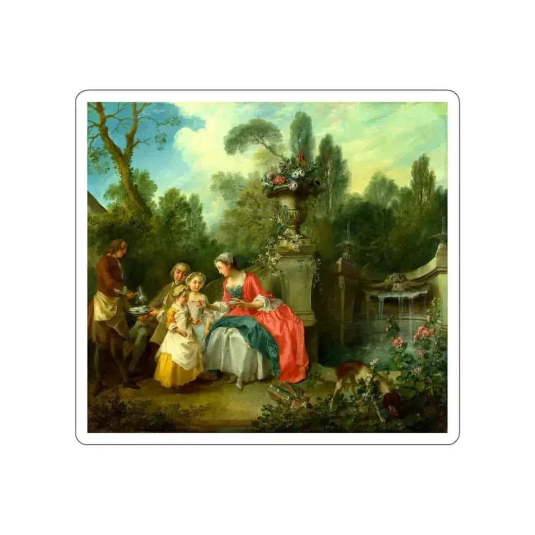 LANCRET, Nicolas - Lady and Gentleman with two Girls and a Servant (Artwork) STICKER Vinyl Die-Cut Decal White Die-Cut 3 Inch - The Sticker Space