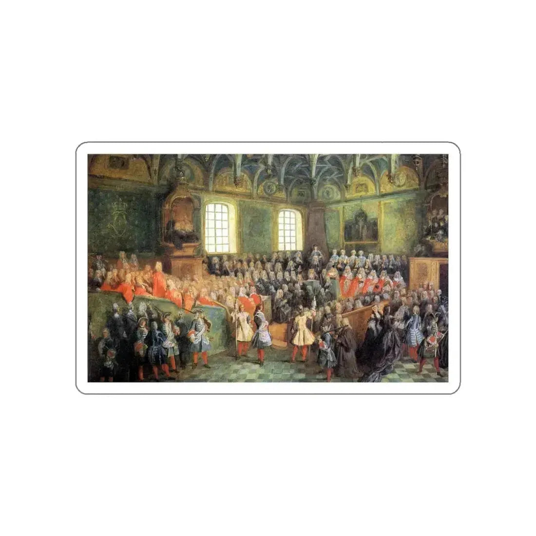 LANCRET, Nicolas - The Seat of Justice in the Parliament of Paris in 1723 (Artwork) STICKER Vinyl Die-Cut Decal White Die-Cut 5 Inch - The Sticker Space