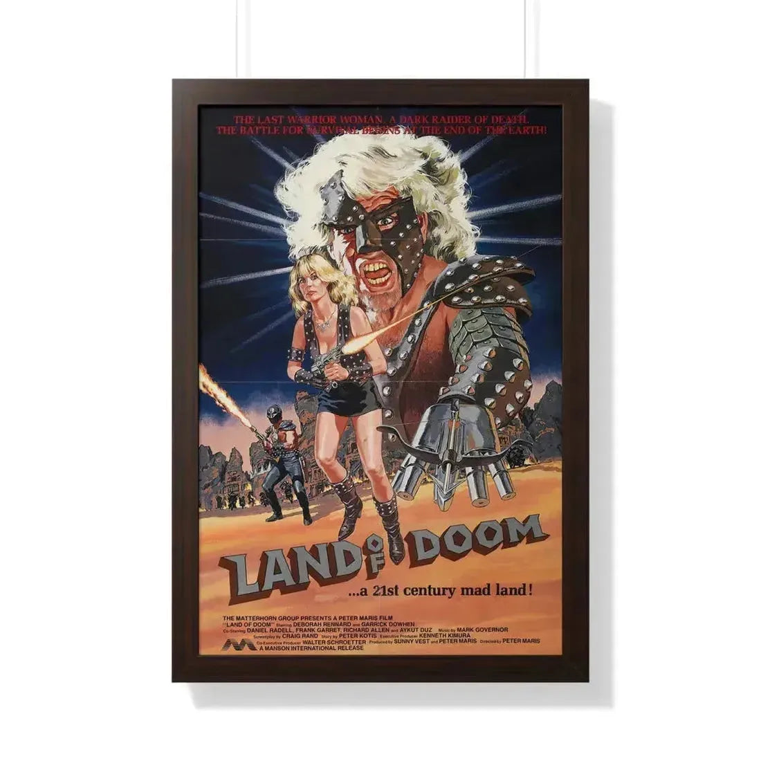 LAND OF DOOM 1986 - Framed Movie Poster 20" x 30" Walnut - The Sticker Space
