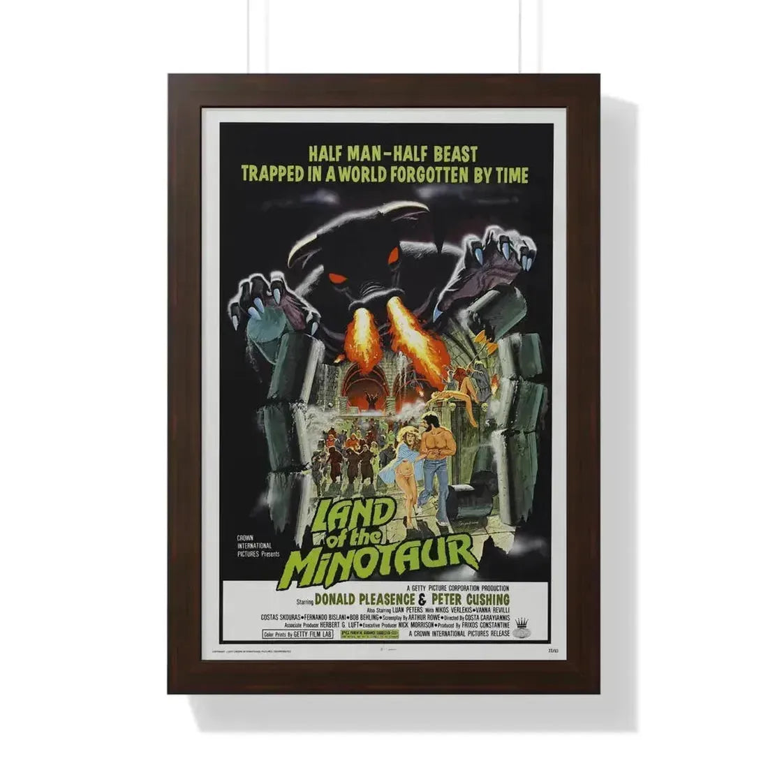 LAND OF THE MINOTAUR 1976 - Framed Movie Poster 16″ x 24″ Walnut - The Sticker Space