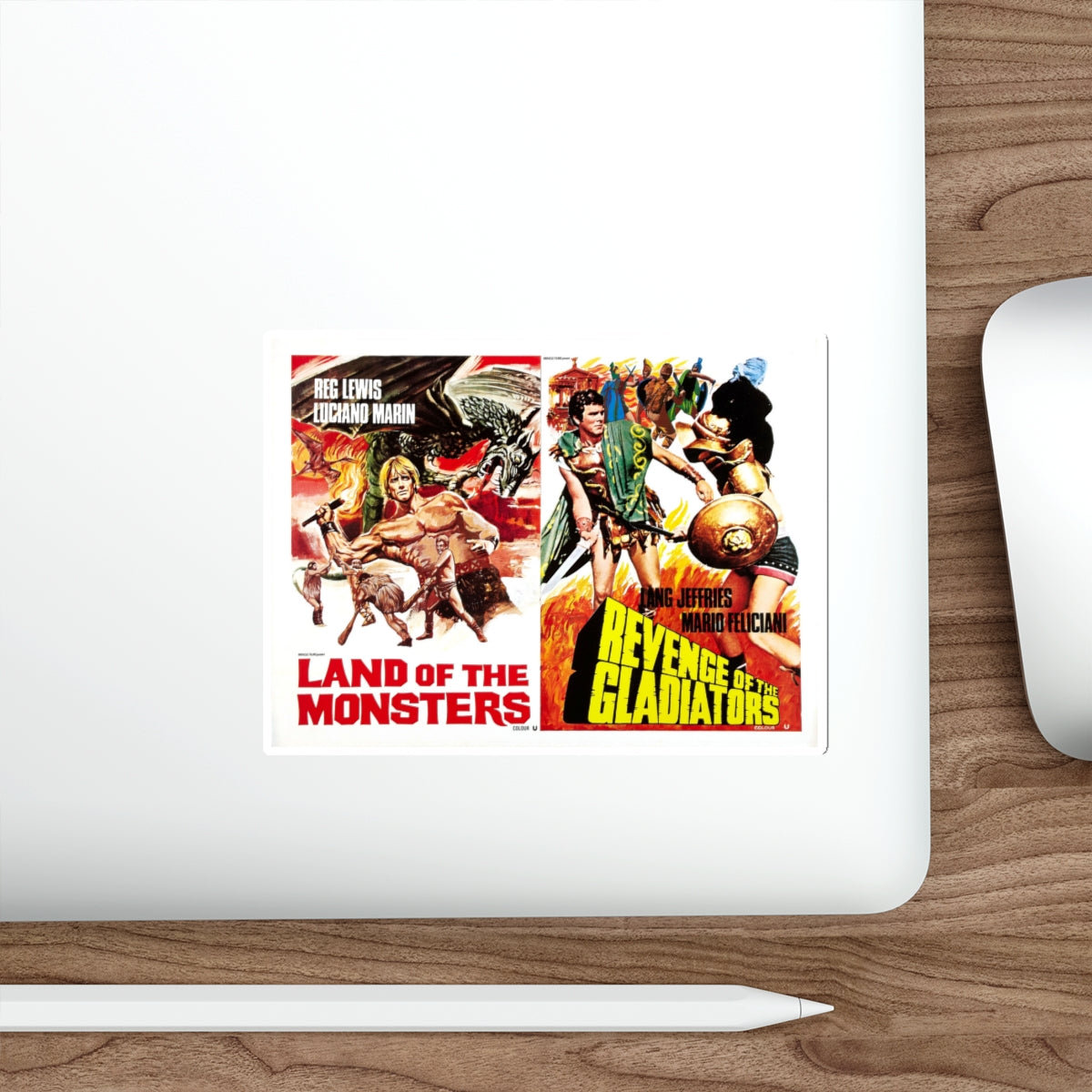 LAND OF THE MONSTERS + REVENGE OF THE GLADIATORS 1962 Movie Poster STICKER Vinyl Die-Cut Decal-The Sticker Space