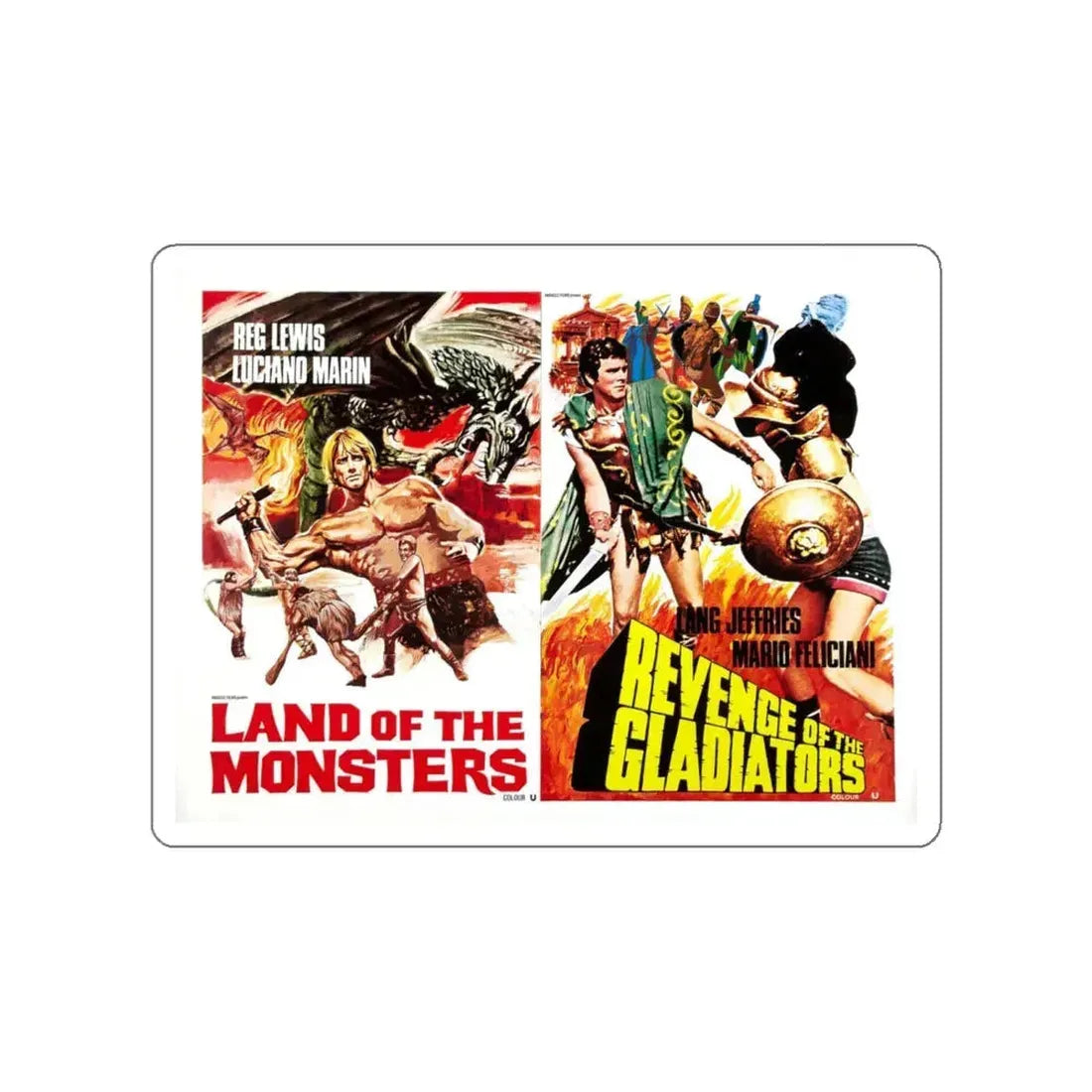LAND OF THE MONSTERS + REVENGE OF THE GLADIATORS 1962 Movie Poster STICKER Vinyl Die-Cut Decal 5 Inch - The Sticker Space