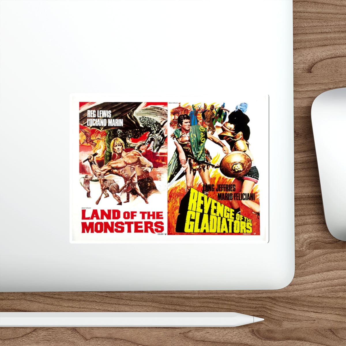 LAND OF THE MONSTERS + REVENGE OF THE GLADIATORS 1962 Movie Poster STICKER Vinyl Die-Cut Decal-The Sticker Space