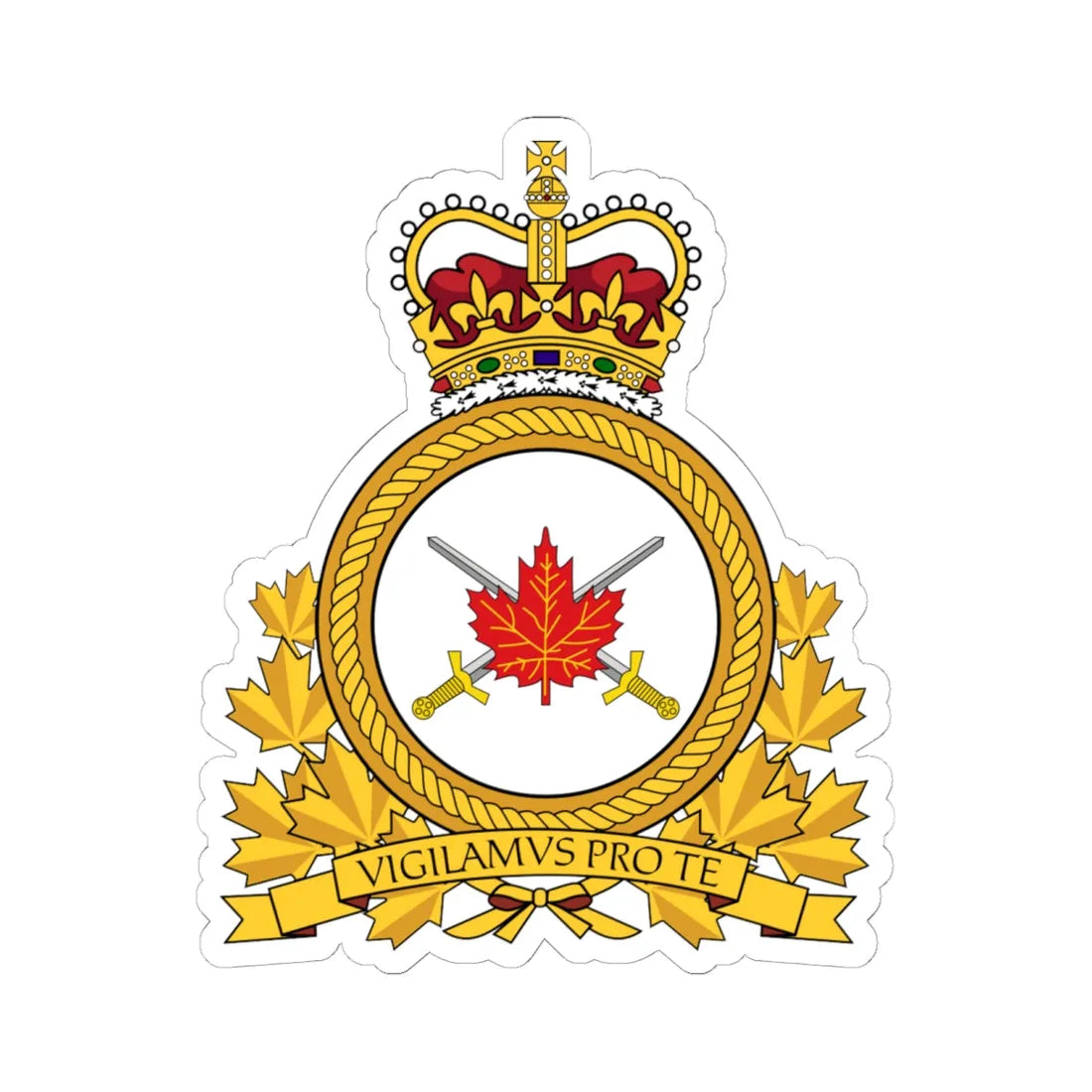 LANDFORCOM Emblem (Canada) (Coat of Arms) STICKER Vinyl Kiss-Cut Decal 6 Inch White - The Sticker Space