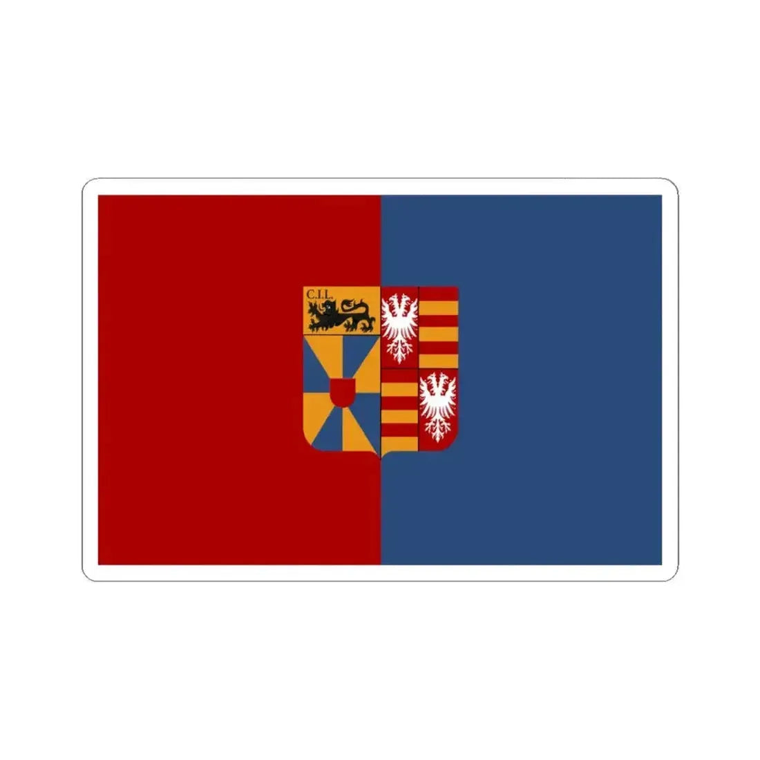 Langemark-Poelkapelle vlag (Belgium) STICKER Vinyl Kiss-Cut Decal 3 Inch White - The Sticker Space