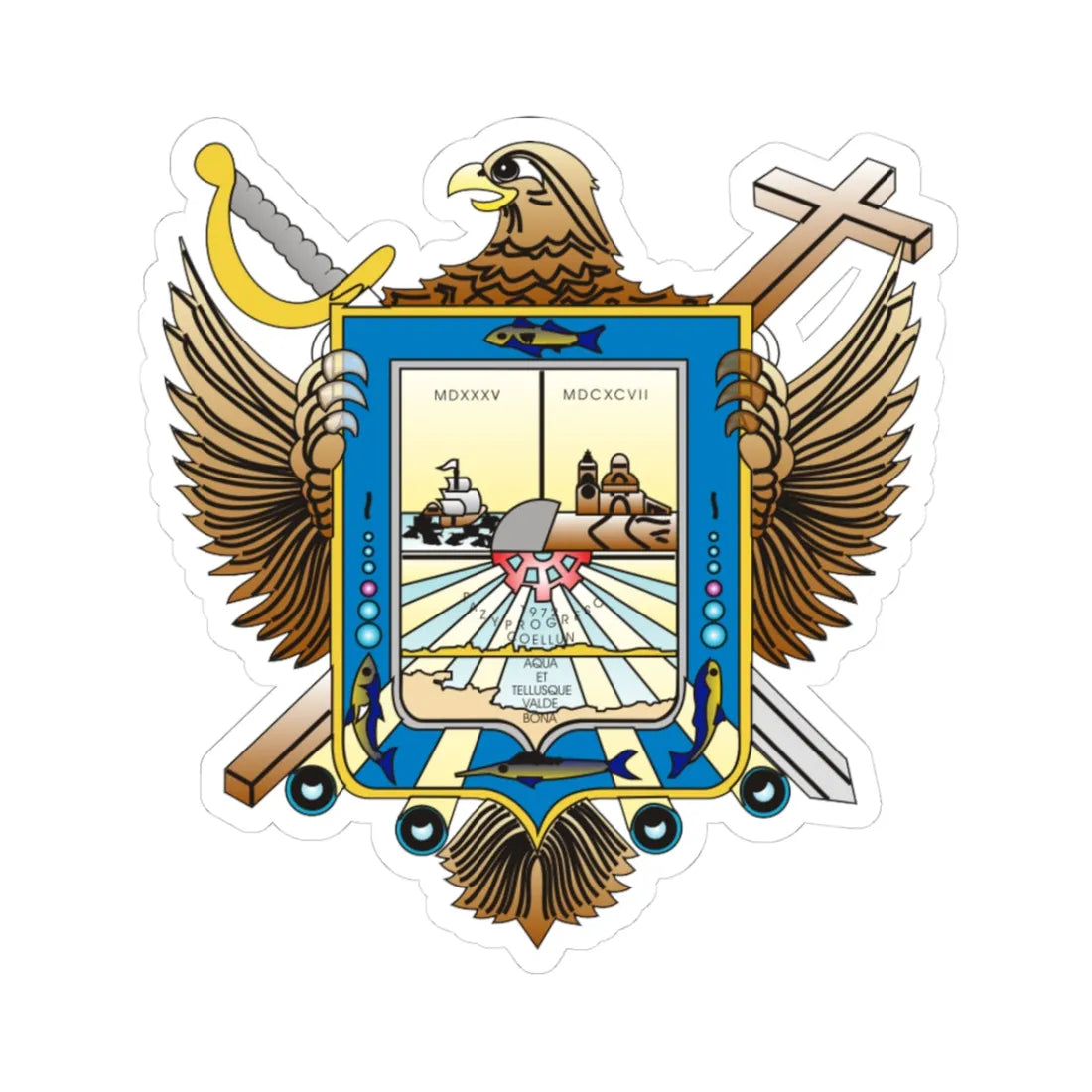 LAPAZBCSESCUDO (Mexico) (Coat of Arms) STICKER Vinyl Kiss-Cut Decal 3 Inch White - The Sticker Space