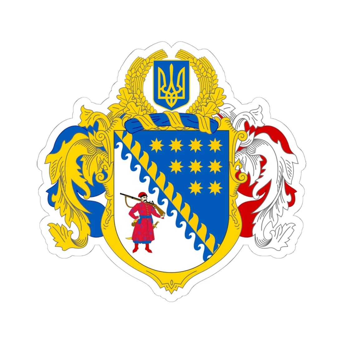Large Coat of Arms of Dnipropetrovsk Oblast (Ukraine) (Coat of Arms) STICKER Vinyl Kiss-Cut Decal 6 Inch White - The Sticker Space