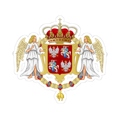 Large coat of arms of polish-lithuanian commonwealth under jagiellon (Lithuania) (Coat of Arms) STICKER Vinyl Kiss-Cut Decal 4 Inch White - The Sticker Space