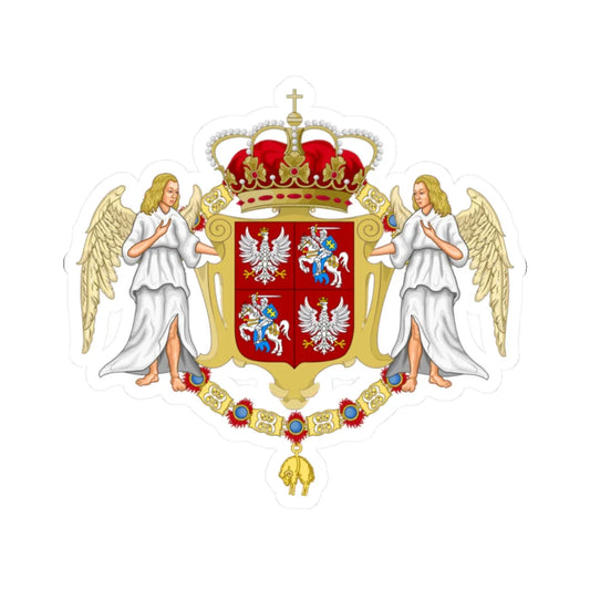 Large coat of arms of polish-lithuanian commonwealth under jagiellon (Poland) (Coat of Arms) STICKER Vinyl Kiss-Cut Decal 2 Inch White - The Sticker Space