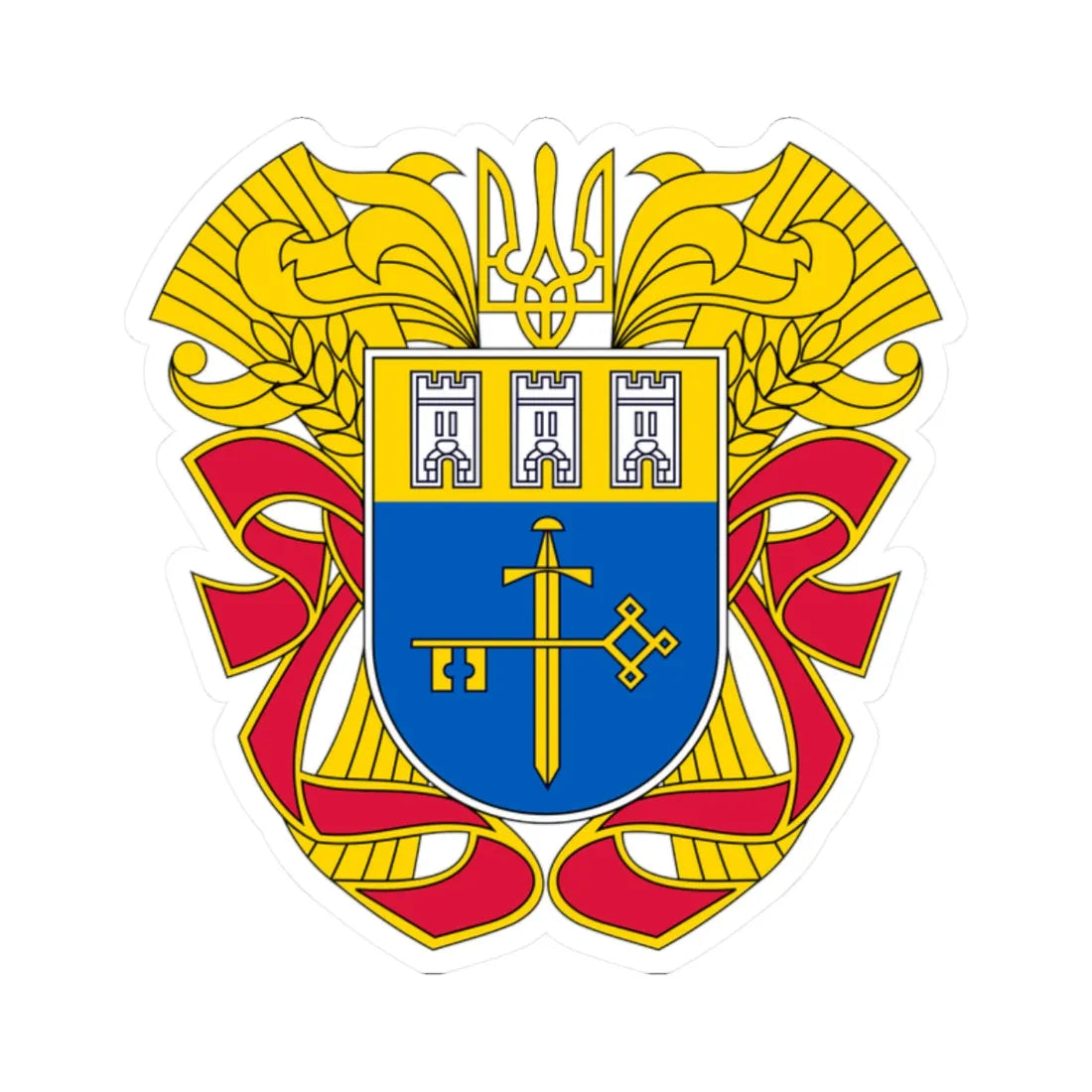 Large Coat of Arms of Ternopil Oblast (Ukraine) (Coat of Arms) STICKER Vinyl Kiss-Cut Decal 2 Inch White - The Sticker Space