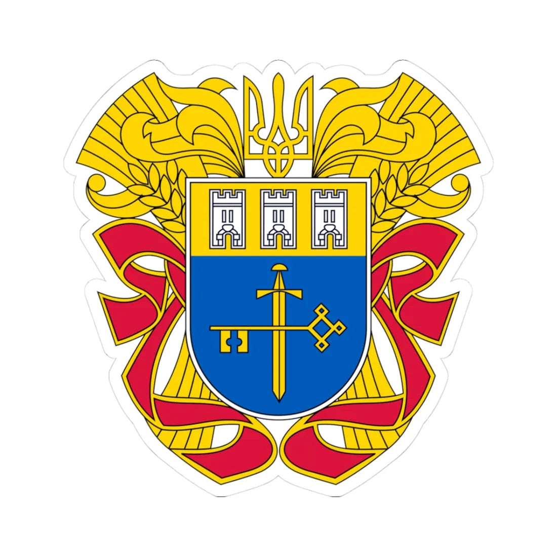 Large Coat of Arms of Ternopil Oblast (Ukraine) (Coat of Arms) STICKER Vinyl Kiss-Cut Decal 3 Inch White - The Sticker Space