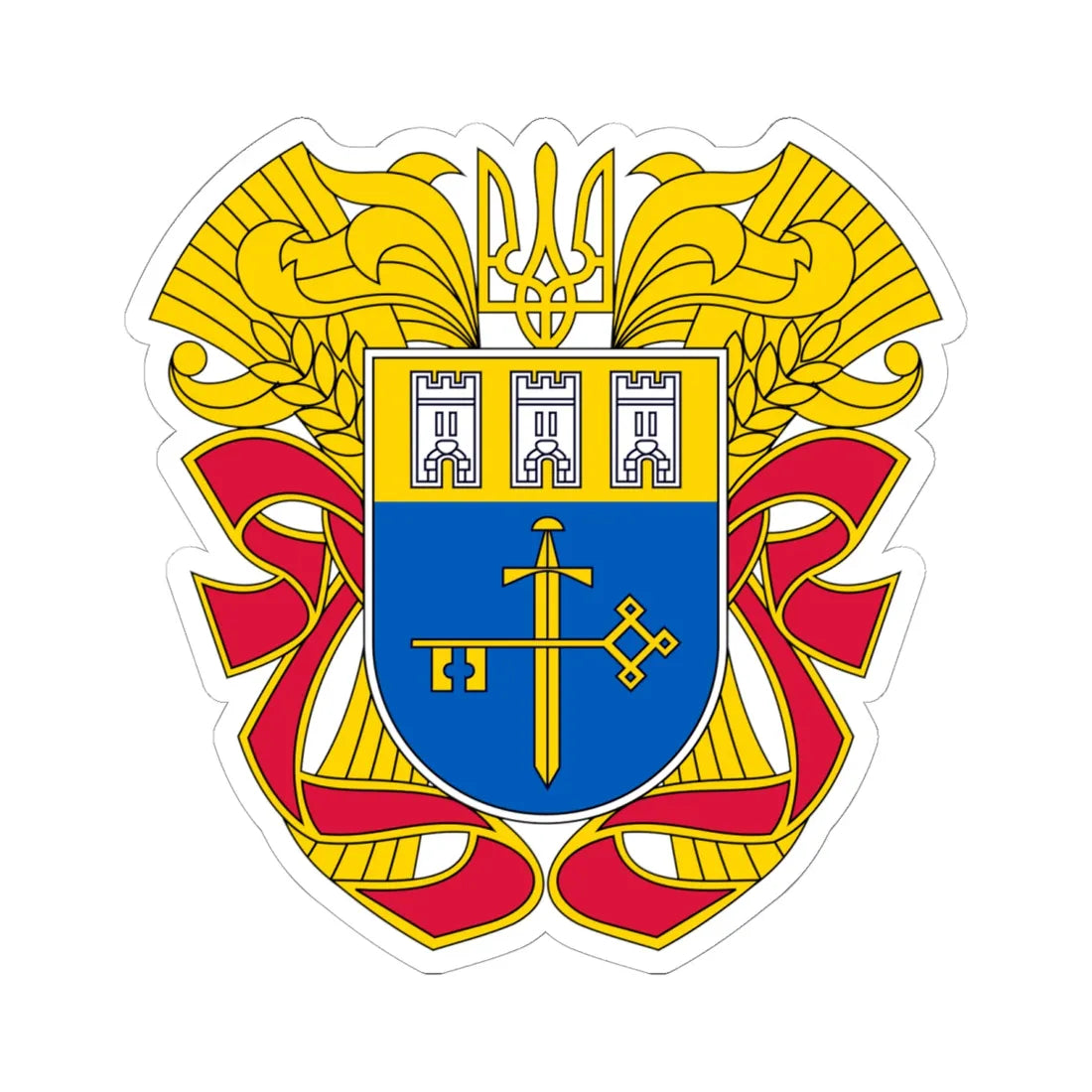 Large Coat of Arms of Ternopil Oblast (Ukraine) (Coat of Arms) STICKER Vinyl Kiss-Cut Decal 6 Inch White - The Sticker Space