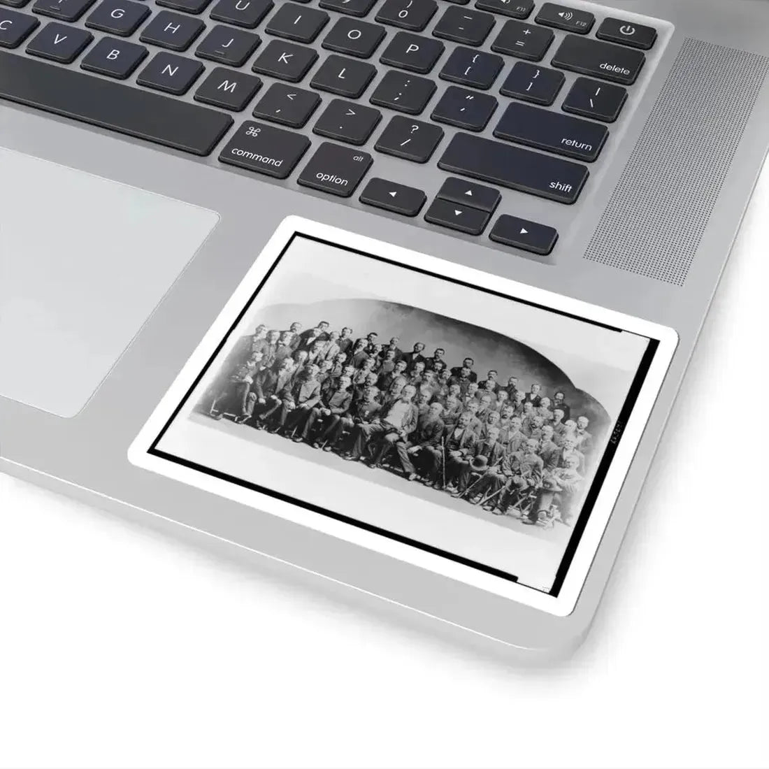 Large Group of Union Veterans of the Civil War. Including William Tecumseh Sherman (Front Row, Center), Posed (U.S. Civil War) STICKER Vinyl Kiss-Cut Decal - The Sticker Space