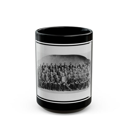 Large Group Of Union Veterans Of The Civil War. Including William Tecumseh Sherman (Front Row, Center), Posed (U.S. Civil War) Black Coffee Mug-15oz-The Sticker Space