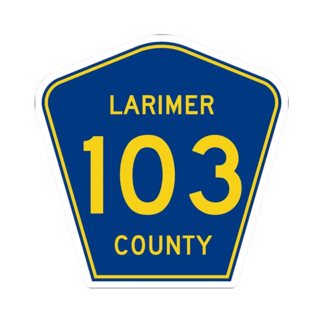 Larimer County 103 (Colorado) (Road Sign) STICKER Vinyl Kiss-Cut Decal 2 Inch White - The Sticker Space