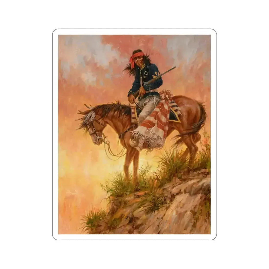 Larry Fanning - Untitled (Native Americans in Art) STICKER Vinyl Die-Cut Decal 3 Inch White - The Sticker Space