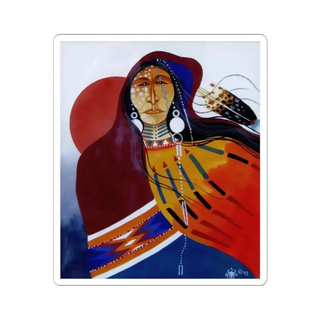 Larry Hood - Hooded Medicine (Native Americans in Art) STICKER Vinyl Die-Cut Decal 2 Inch White - The Sticker Space