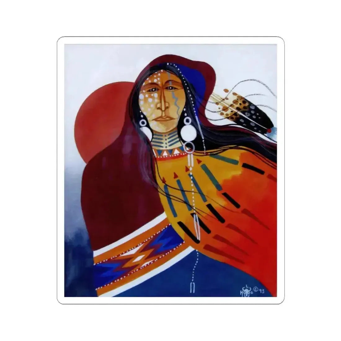 Larry Hood - Hooded Medicine (Native Americans in Art) STICKER Vinyl Die-Cut Decal 3 Inch White - The Sticker Space