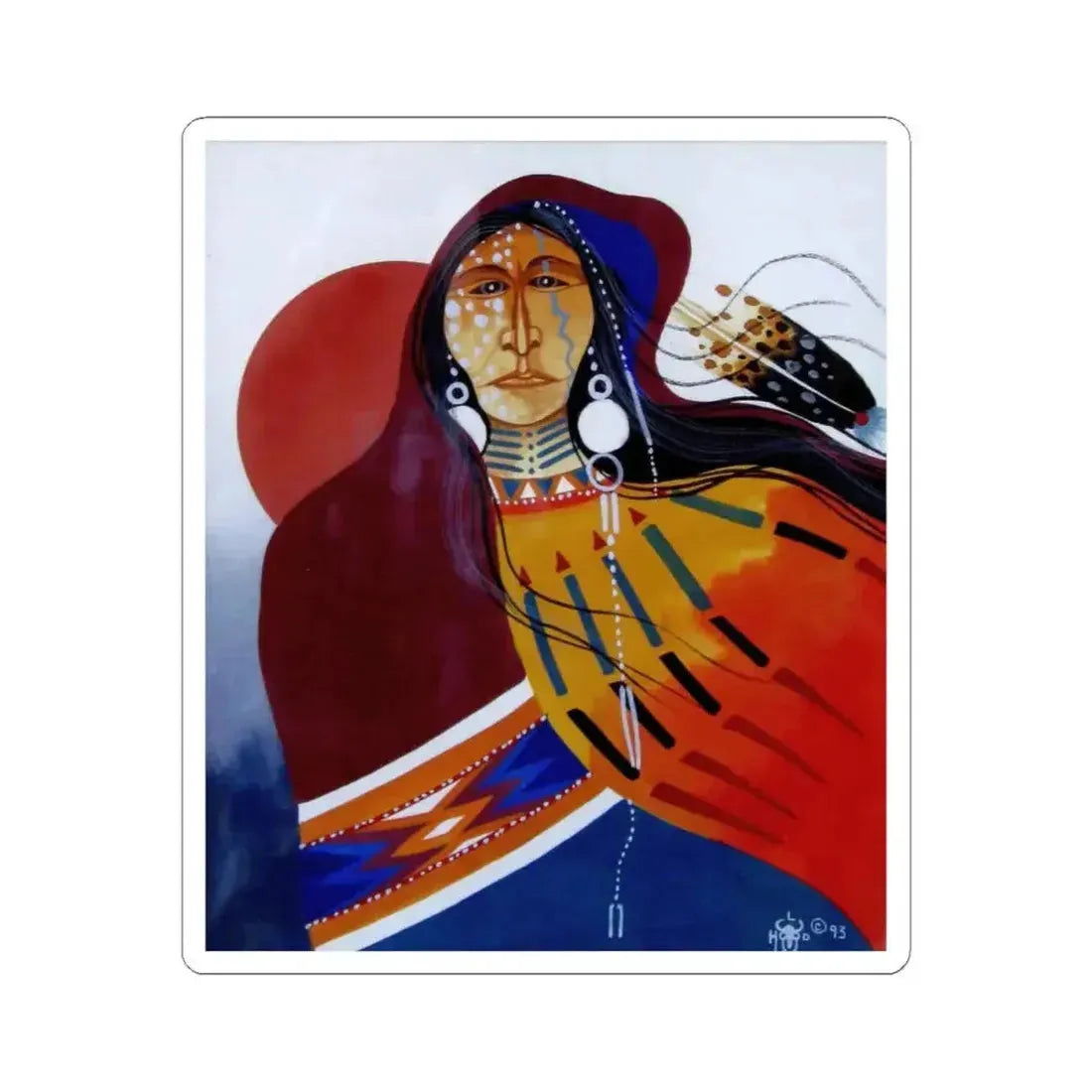 Larry Hood - Hooded Medicine (Native Americans in Art) STICKER Vinyl Die-Cut Decal 4 Inch White - The Sticker Space