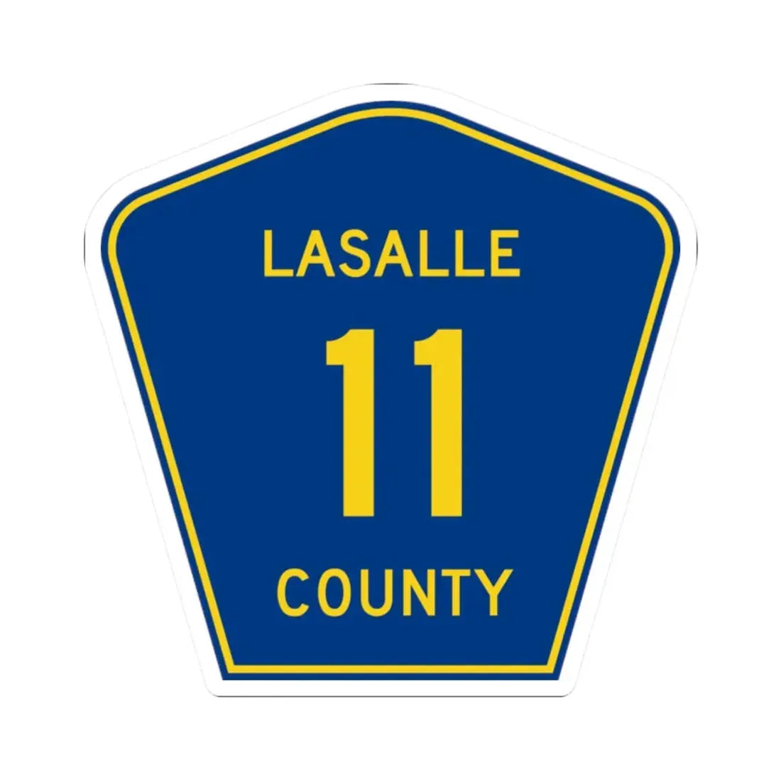 Lasalle County 11 (Illinois) (Road Sign) STICKER Vinyl Kiss-Cut Decal 2 Inch White - The Sticker Space