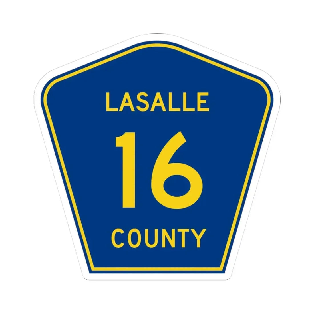 Lasalle County 16 (Illinois) (Road Sign) STICKER Vinyl Kiss-Cut Decal 3 Inch White - The Sticker Space