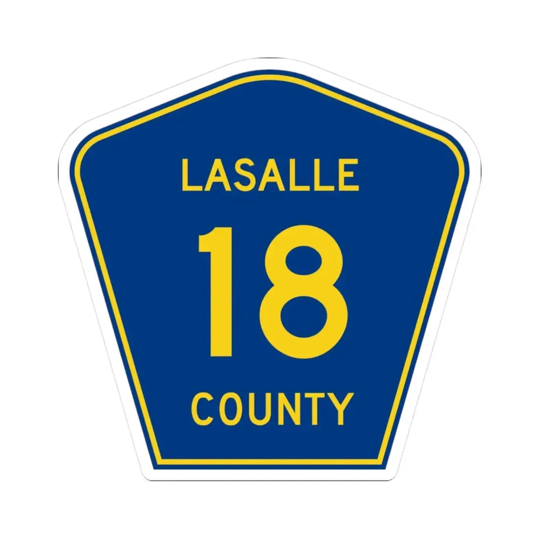 Lasalle County 18 (Illinois) (Road Sign) STICKER Vinyl Kiss-Cut Decal 3 Inch White - The Sticker Space