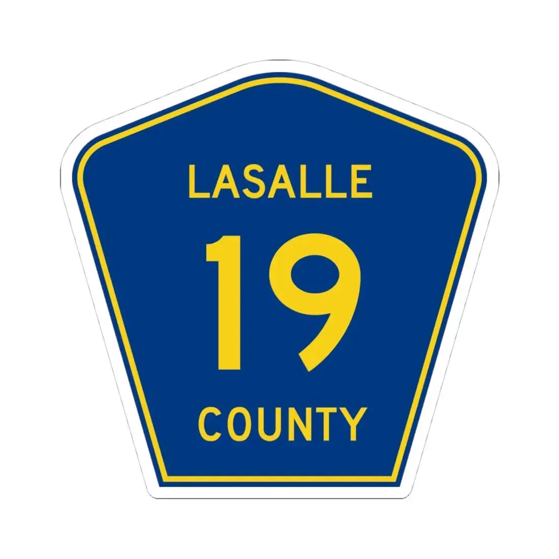 Lasalle County 19 (Illinois) (Road Sign) STICKER Vinyl Kiss-Cut Decal 4 Inch White - The Sticker Space