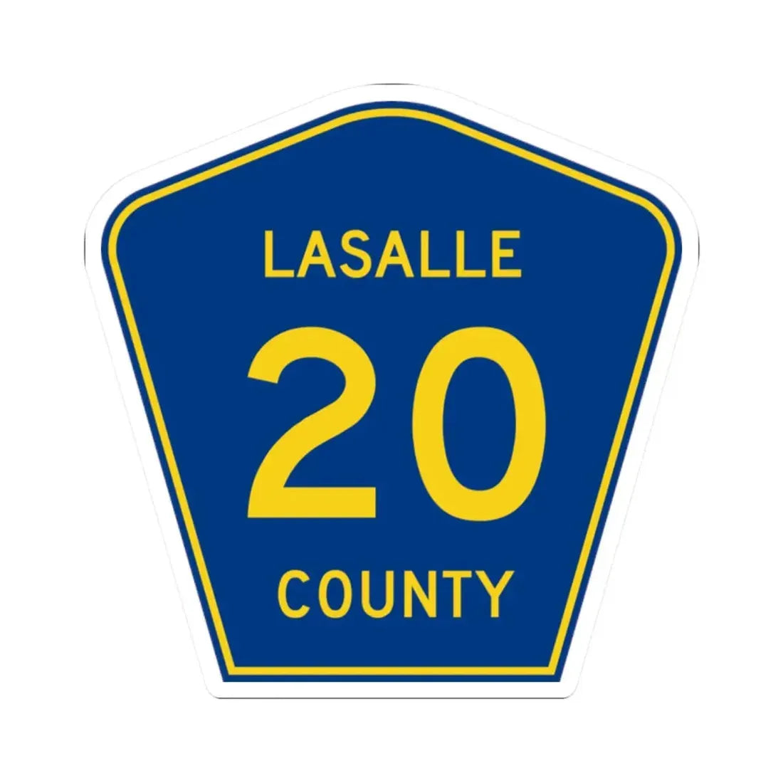 Lasalle County 20 (Illinois) (Road Sign) STICKER Vinyl Kiss-Cut Decal 2 Inch White - The Sticker Space