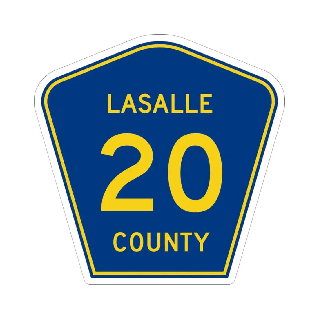 Lasalle County 20 (Illinois) (Road Sign) STICKER Vinyl Kiss-Cut Decal 6 Inch White - The Sticker Space