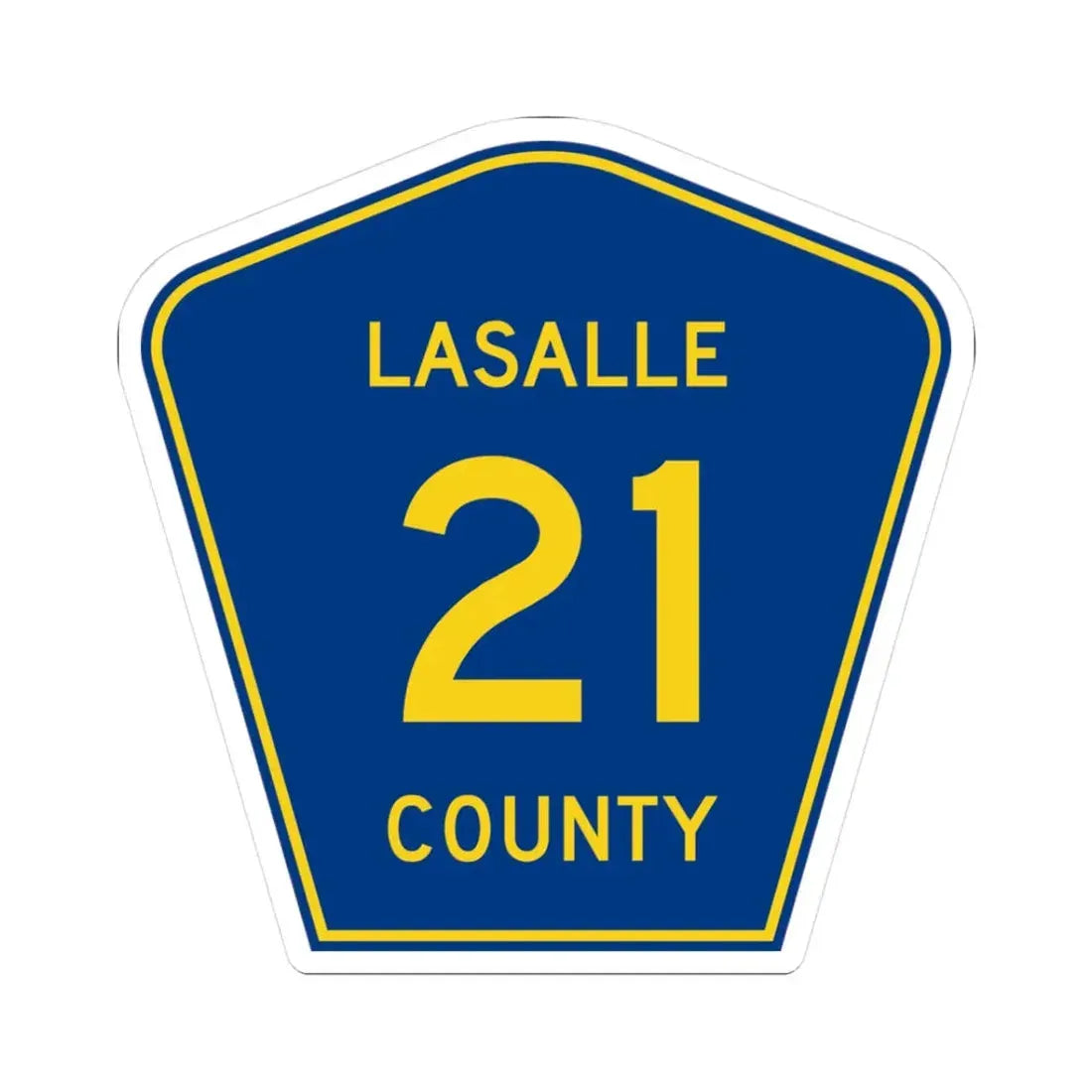 Lasalle County 21 (Illinois) (Road Sign) STICKER Vinyl Kiss-Cut Decal 3 Inch White - The Sticker Space