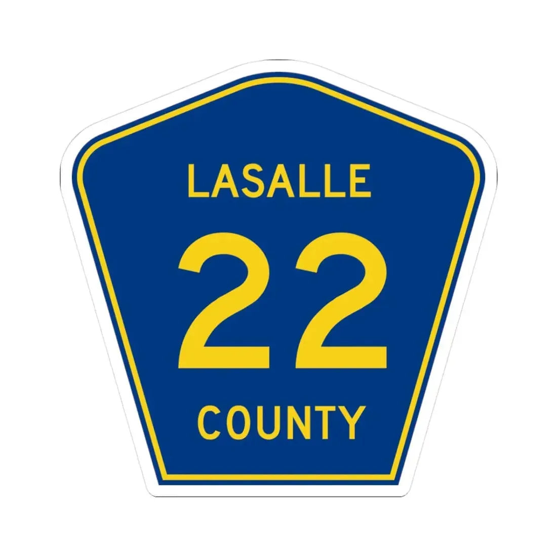 Lasalle County 22 (Illinois) (Road Sign) STICKER Vinyl Kiss-Cut Decal 3 Inch White - The Sticker Space