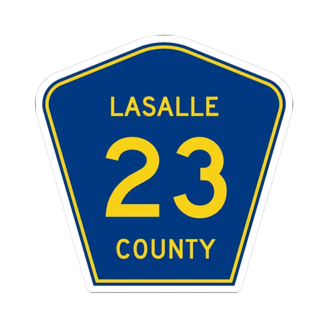 Lasalle County 23 (Illinois) (Road Sign) STICKER Vinyl Kiss-Cut Decal 3 Inch White - The Sticker Space