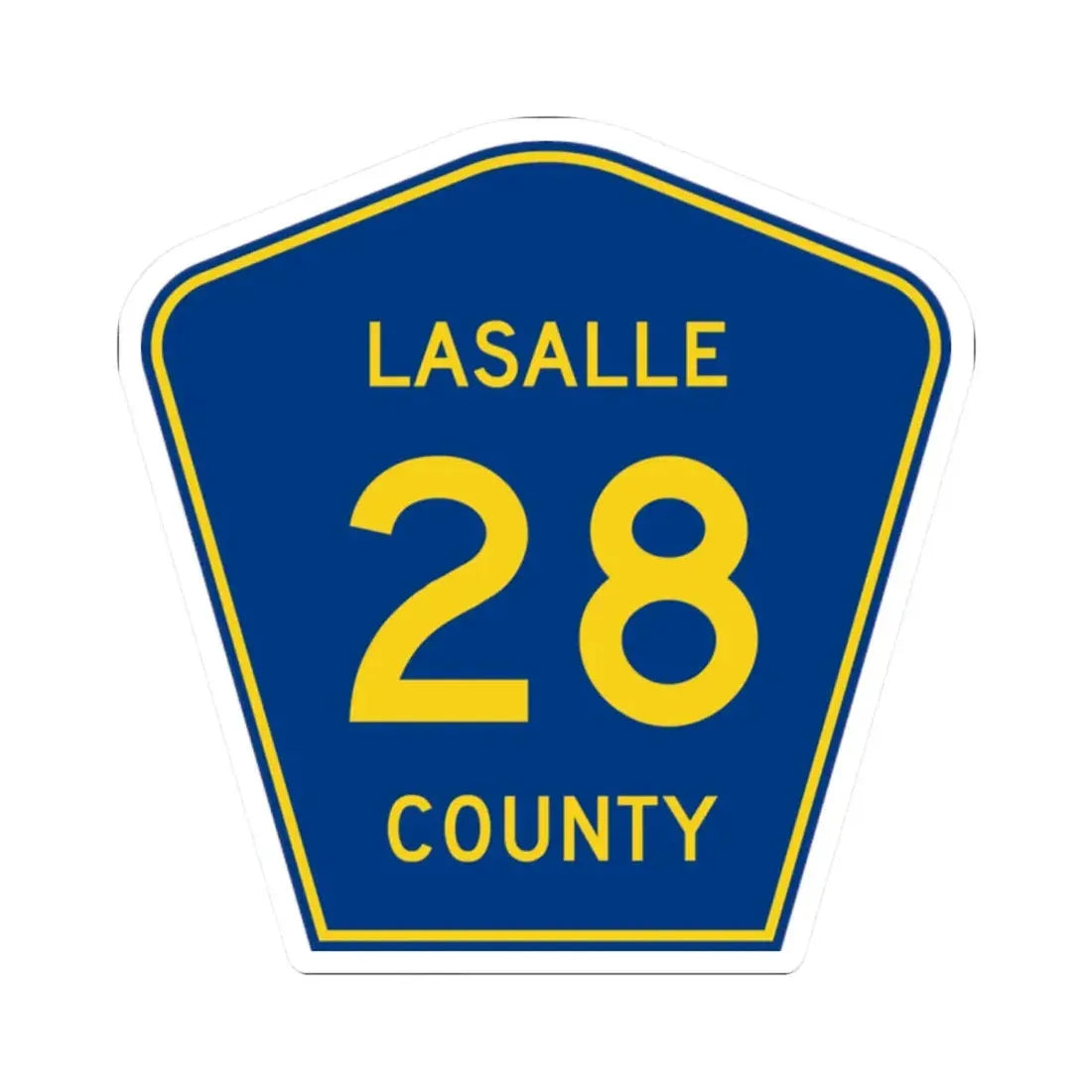 Lasalle County 28 (Illinois) (Road Sign) STICKER Vinyl Kiss-Cut Decal 2 Inch White - The Sticker Space