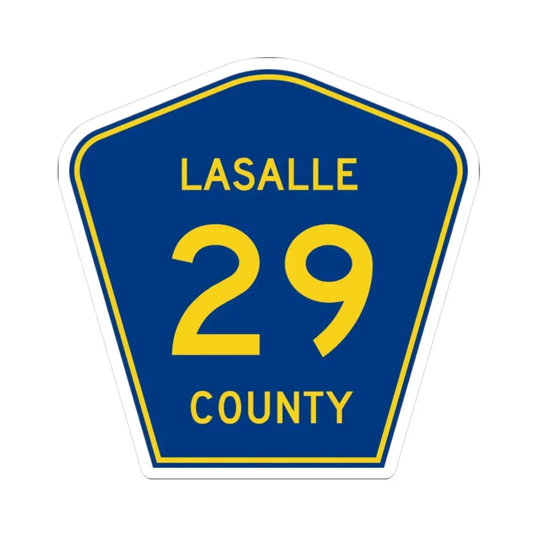 Lasalle County 29 (Illinois) (Road Sign) STICKER Vinyl Kiss-Cut Decal 3 Inch White - The Sticker Space