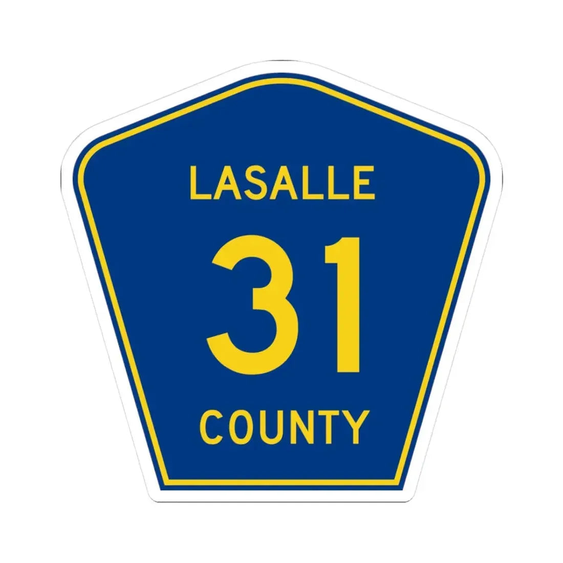 Lasalle County 31 (Illinois) (Road Sign) STICKER Vinyl Kiss-Cut Decal 3 Inch White - The Sticker Space